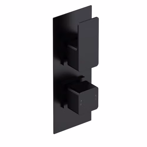 nuie Windon Modern Bathroom Concealed Square Twin Thermostatic Shower Valve with Diverter, Matt Black, 215mm