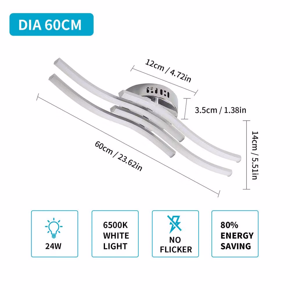 Pheashine Modern Corrugated LED Ceiling Light in Silver, 24W, 4000K, 2000LM, Diameter: 60 cm – 2