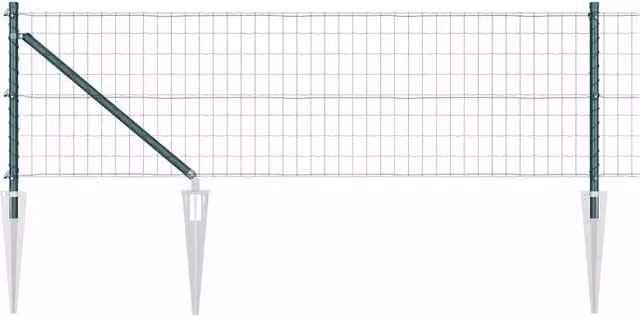 Berkfield Home Euro Fence with 7 Spike Posts, Green Galvanised Steel, W: 10 m, H: 0.8 m – 1