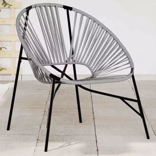 Berkfield Home Modern Garden Egg Chair in Black and Light Grey Poly Rattan – 1