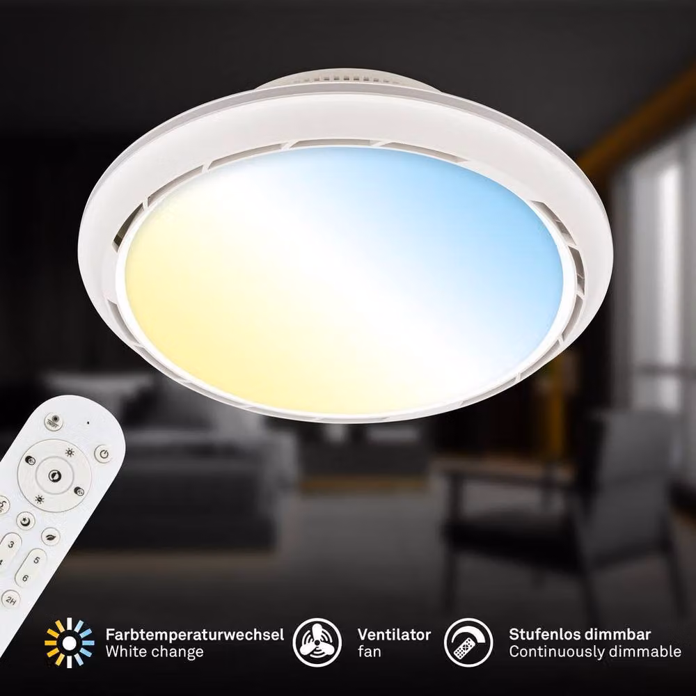Briloner White LED Ceiling Light with Fan, CCT Dimmable and Remote Control – 2