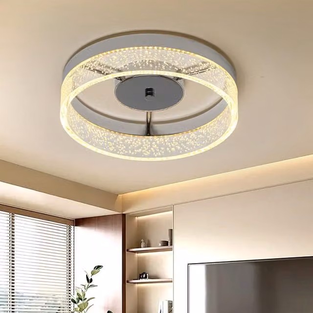 Garwarm 1-Light LED Dimmable Flush Mount Ceiling Light in Silver, Diameter: 29.6 cm