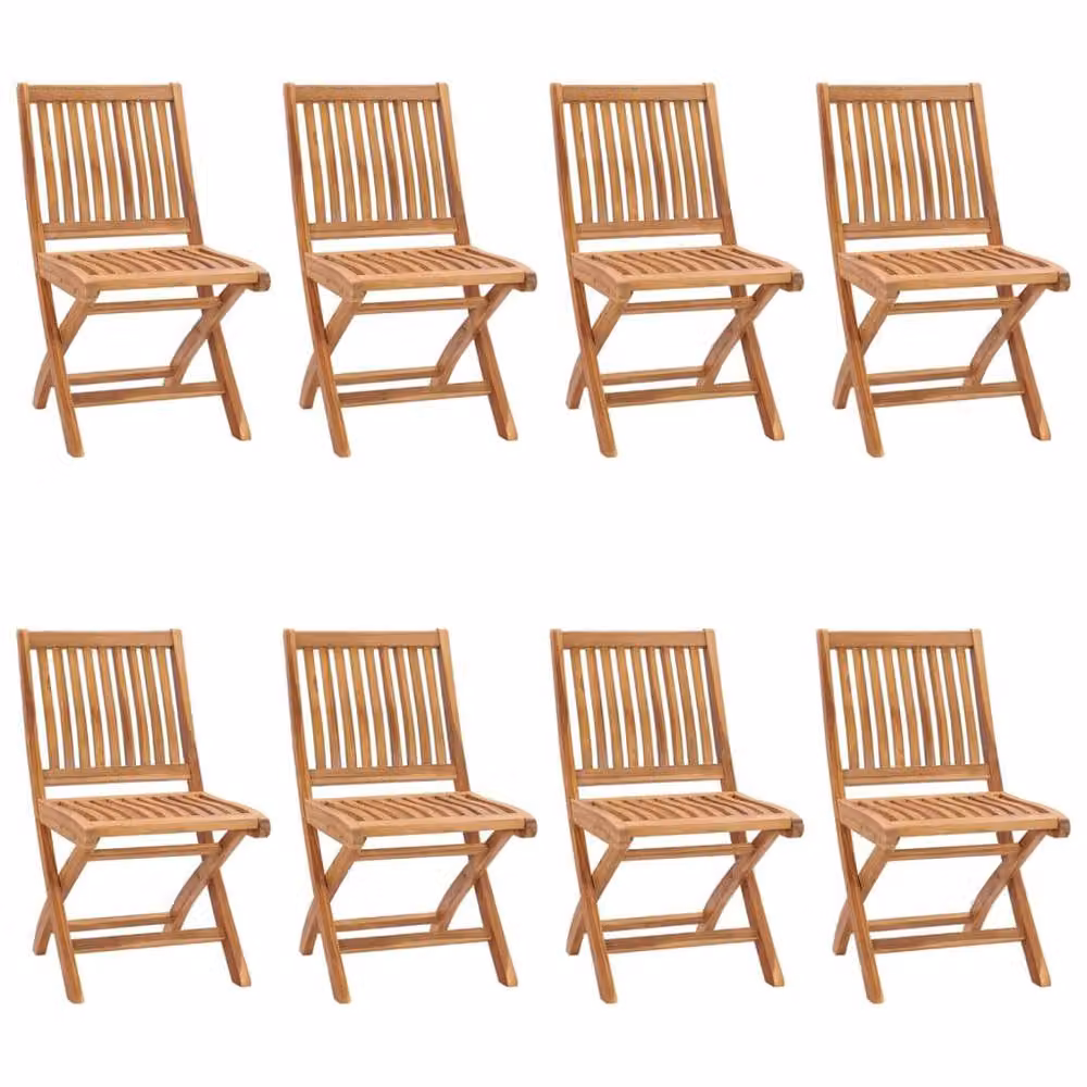 Berkfield Home Set of 8 Folding Garden Chairs in Brown Solid Teak Wood – 2