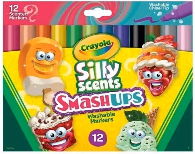 Crayola Silly Scents Smash Ups Chisel Tip Markers, 12 Count, Multicolour