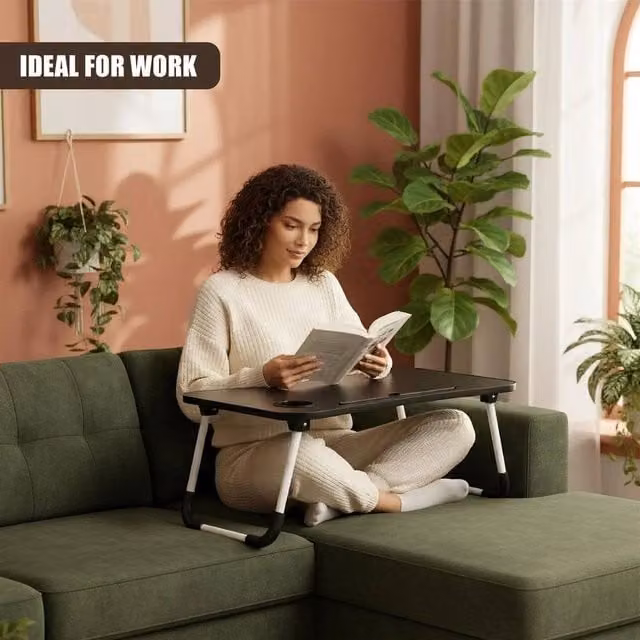 EONLION Portable Foldable Laptop Desk Table in Black, 100 cm – 1