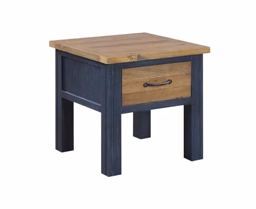 Baumhaus Splash of Blue Lacquered Wood Lamp Table with Drawer in White and Blue, W/D/H: 50 x 50 x 50 cm – 1