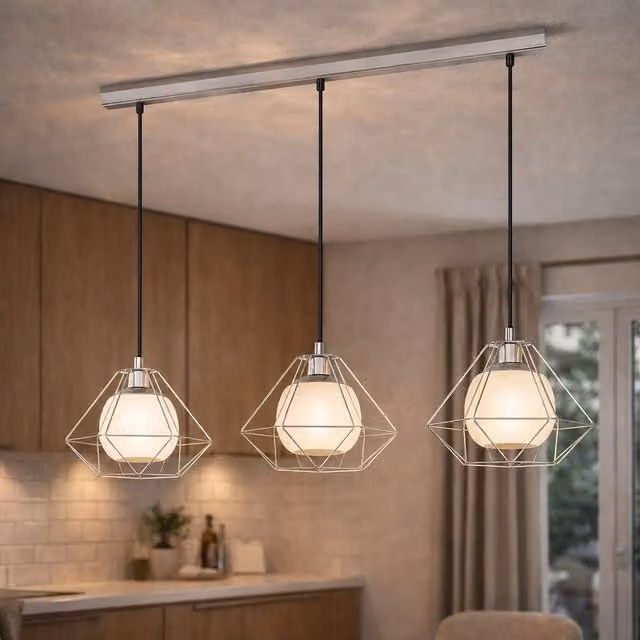 Pagazzi Burton 3 Light Polished Chrome Ceiling Pendant Bar in Silver