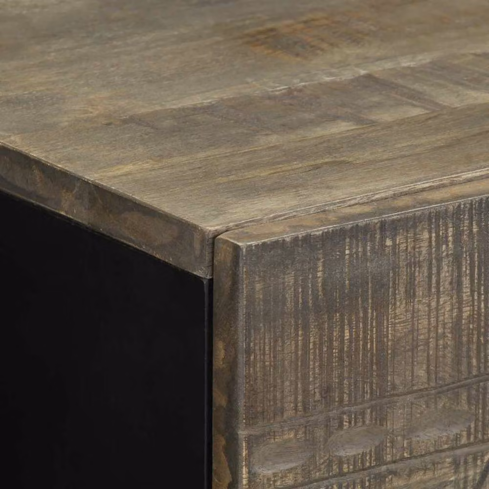 Berkfield Home Beautiful Bedside Cabinet in Light Grey Solid Mango Wood W/D/H: 50 x 33 x 60 cm – 5