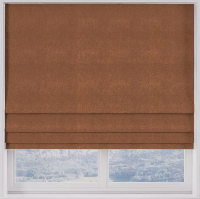 Terrys Elvira Made to Measure Blackout Roman Blind in Spice Orange and Brown Textile