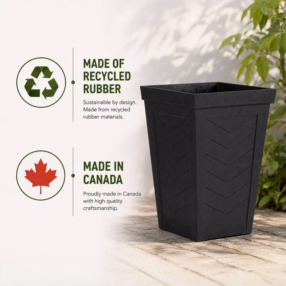 Nicoman Black and Grey Chevron Rubber Tall Square Planter, Pack of 2, W/D/H: 37 x 37 x 57 cm – 3
