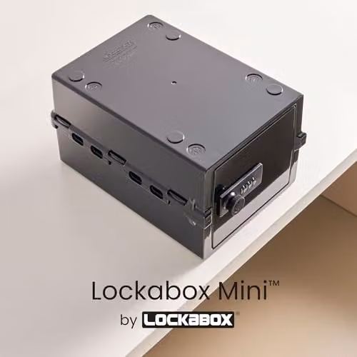 Lockabox Mini Small Lockable Storage Box with Combination Lock, Black, W/D/H: 22.3 x 15.4 x 12 cm – 4