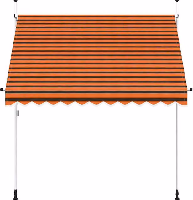 Berkfield Home Manual Retractable Folding Arm Awning in Orange and Brown Striped Polyester and Steel, Width: 250 cm – 1