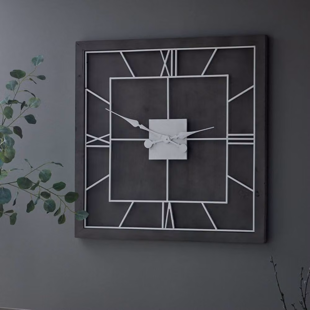 Lemon Pavilion Furniture and Decor Williston Square Wall Clock in Grey and Silver, W60 x H60 cm – 3