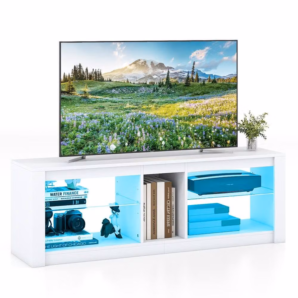 Costway Modern White Wooden TV Stand Cabinet and Media Entertainment Centre for up to 65 Inch TVs – 2