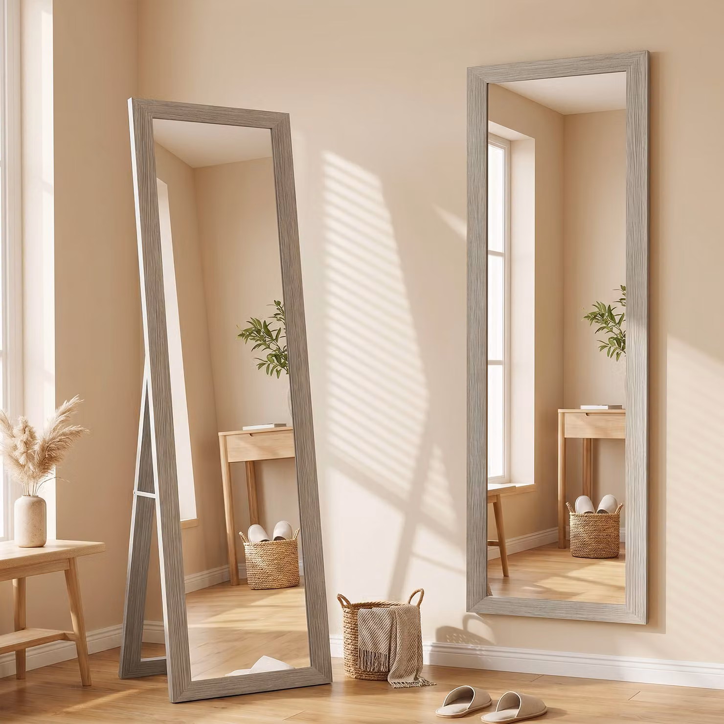 HOMCOM Full Length Rectangular Full Body Mirror, Grey, W: 37 cm, H: 157 cm – 2