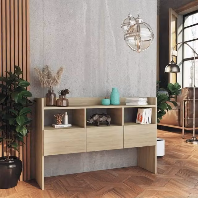 Berkfield Home Sonoma Oak Sideboard in Brown, W/D/H: 105 x 30 x 70 cm