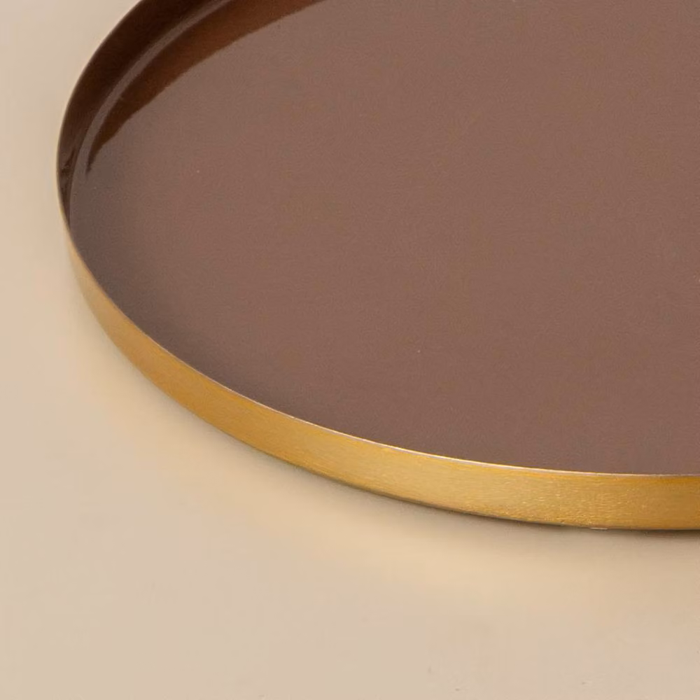 Melody Maison Round Metal Display Tray in Brown and Gold – 3