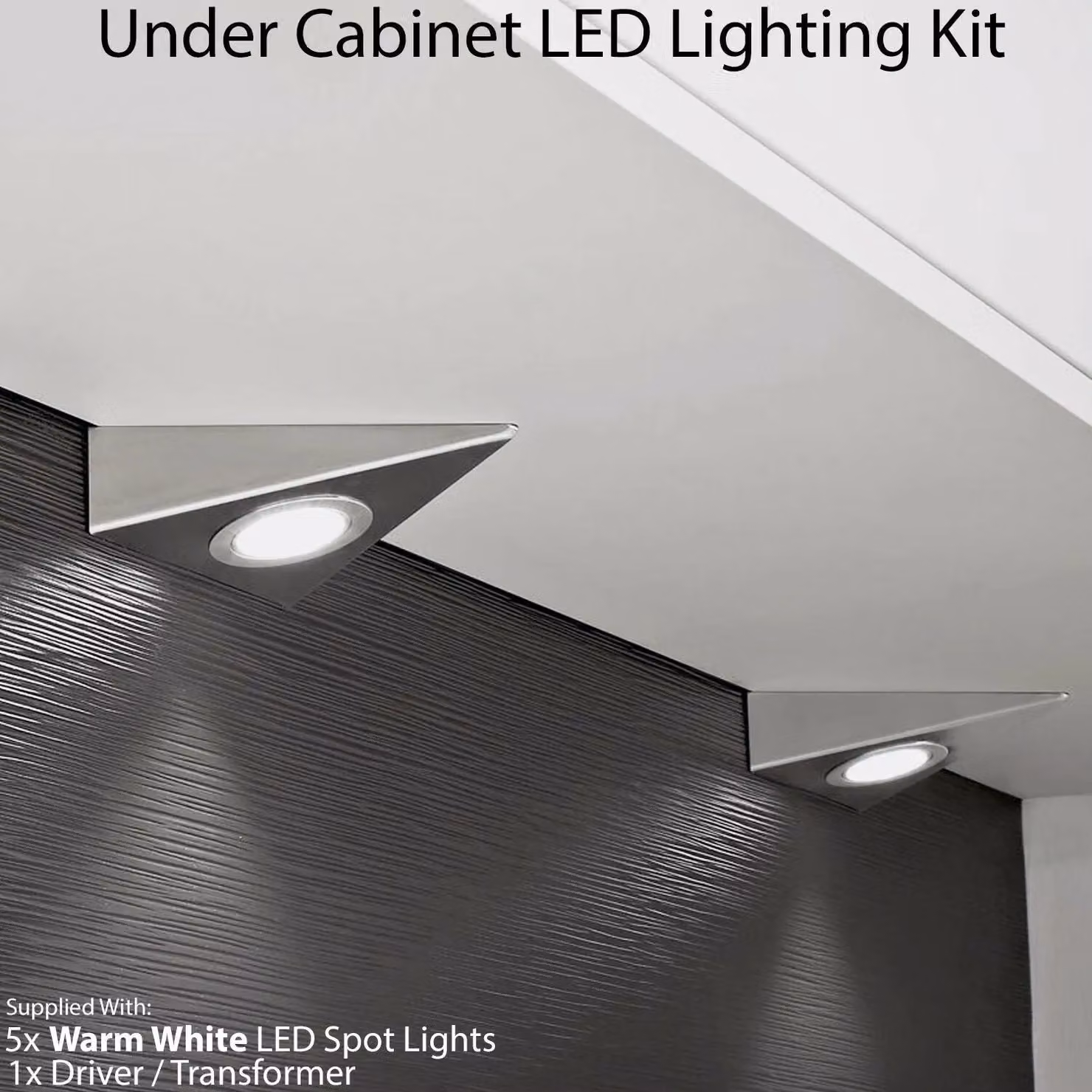 Loops 5x Warm White LED Under Cabinet Kitchen Light and Driver Kit in Brushed Nickel Silver – 2