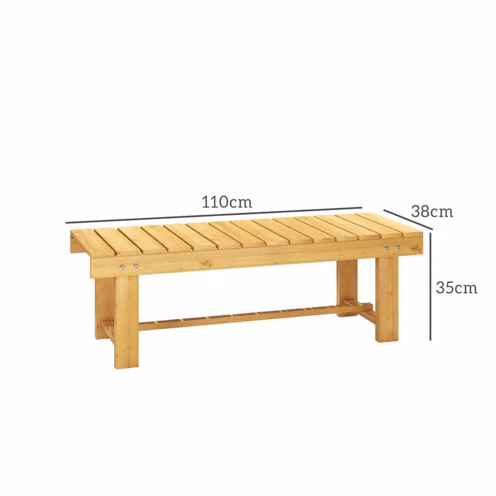 EONLION Natural Wood Outdoor Garden Bench in Beige, Width: 100 cm – 2