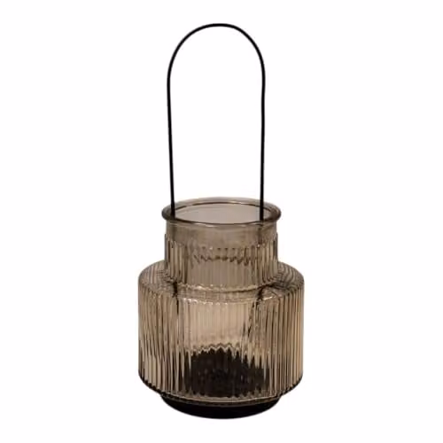 Gift Company Smokey Brown Large Glass Pillar Candle Holder with Handle – 1