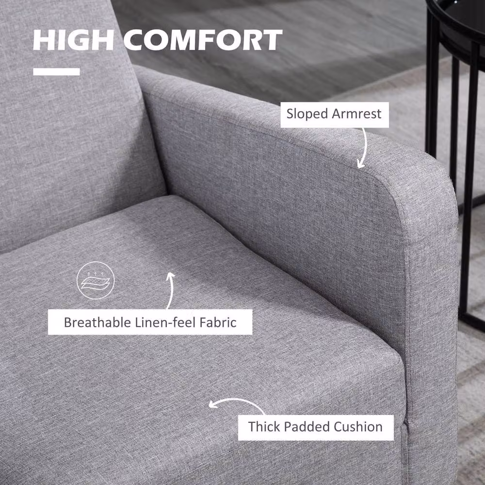 STILVORA Grey Fabric Armchair with Solid Rubberwood Frame – 5
