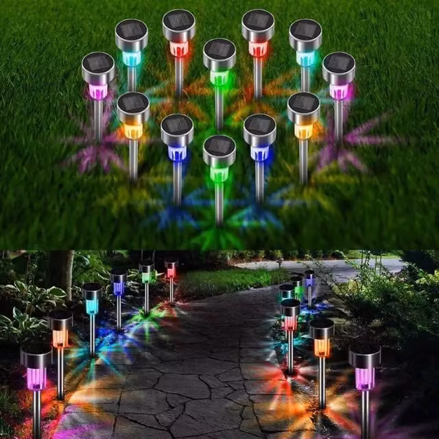 KORVIXA 24-Pack Solar Powered LED Garden Stake Lights in Silver, Height: 100 cm