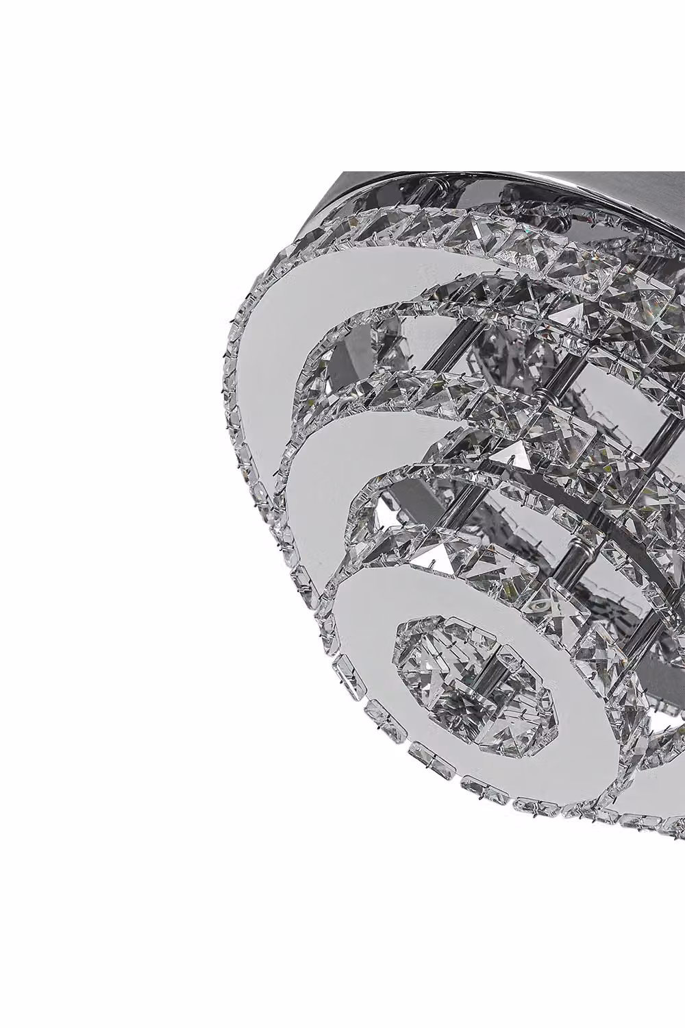 Living and Home 3-Tier Chic Crystal Ceiling Light with Chrome Finish in Silver and Cool White Light – 3