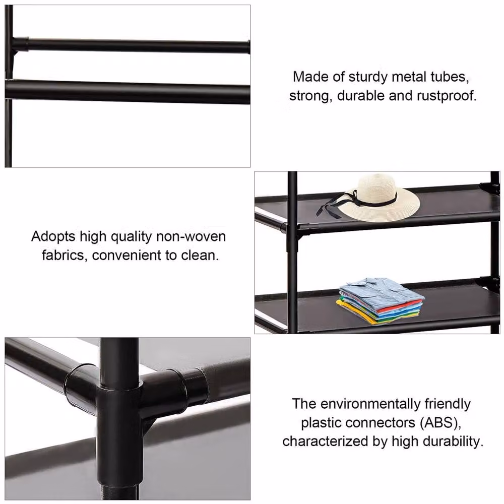 Nordara Heavy Duty Black Metal Clothes Rail with Shoe Storage Shelf, H 177.0 x W 106.0 x D 36.5 cm – 4