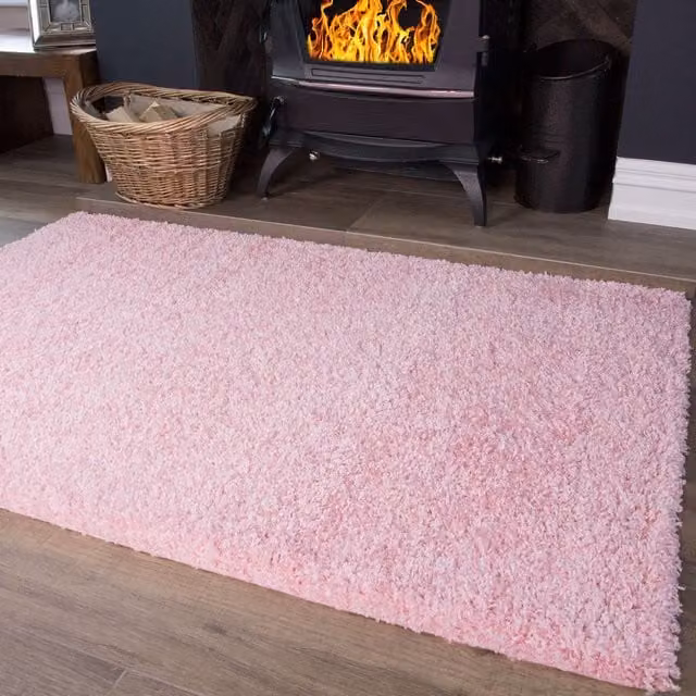 Kukoon Pink Soft Value Shaggy Living Area Rug, W/D/H: 135 x 135 x 3 cm