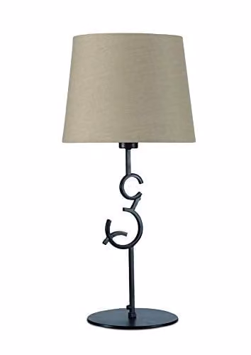 Netlighting Argi Table Lamp in Brown Oxide with Beige Fabric Shade, E27, 1 x max 23W