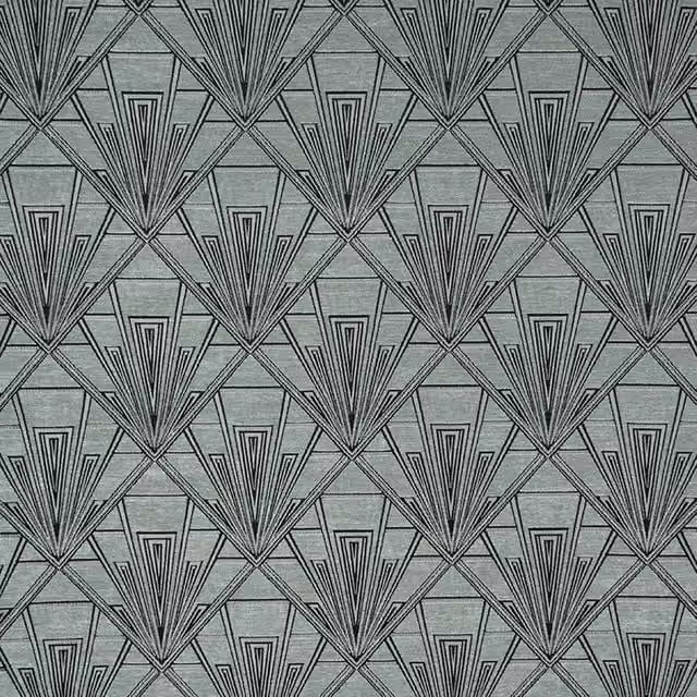 Fibre Naturelle Gatsby Jackson Grey Chenille Art Deco Graphic Fabric