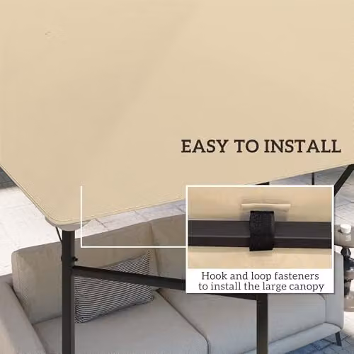 Outsunny Beige Gazebo Canopy Replacement Cover with UPF 50+ Protection – 3