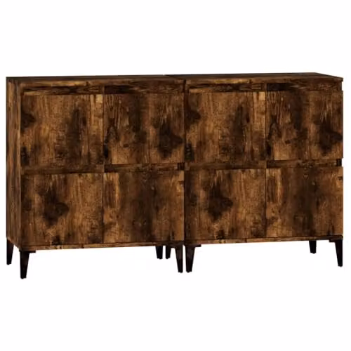 vidaXL Set of 2 Sideboards in Smoked Oak, W/D/H: 60 x 35 x 70 cm