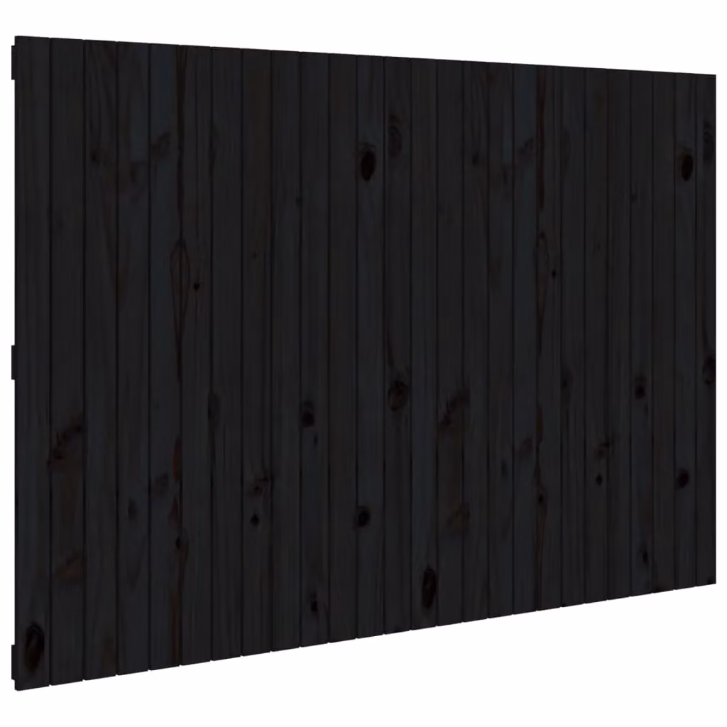 Berkfield Home Black Solid Wood Pine Wall Headboard, W: 166 cm, D: 3 cm, H: 110 cm – 2