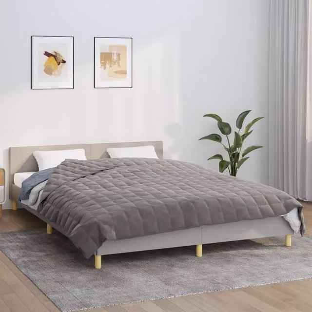 Berkfield Home Grey Weighted Blanket with Breathable Microfibre and Glass Beads, W x D: 200 x 200 cm, 9 kg – 1