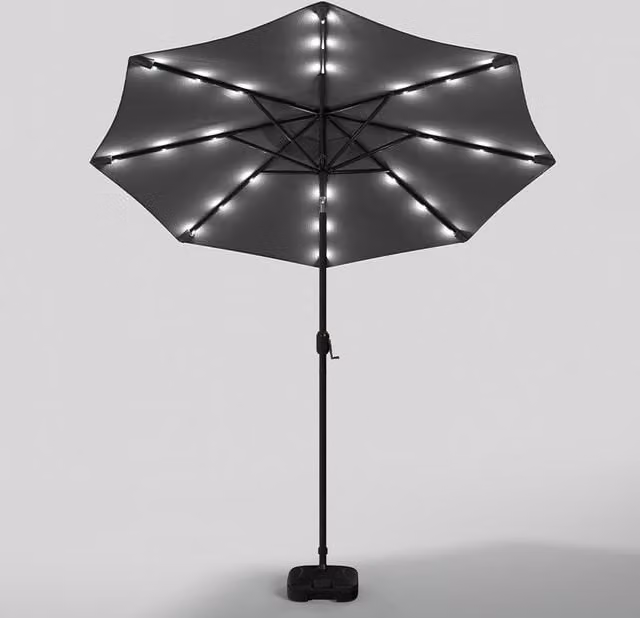 Lifeideas Solar 24 LED Cantilever Parasol with Fillable Base in Dark Grey