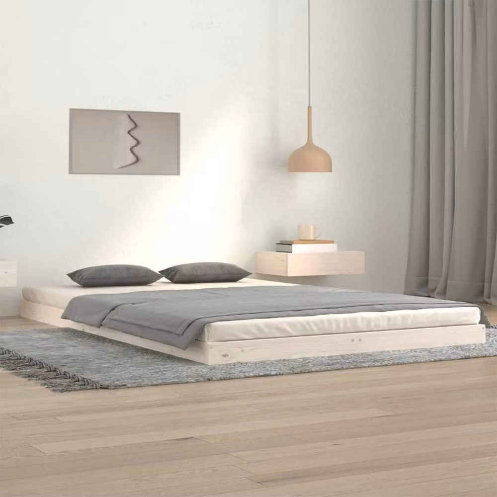Berkfield Home Small Double Bed Frame in White Solid Pine, W/D/H: 120 x 200 cm – 2