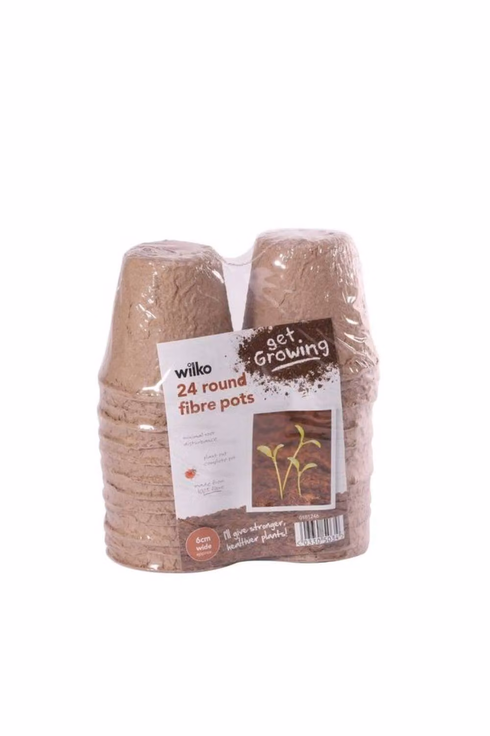 KDMD 2 Pack of 24 Brown Round Fibre Planter Pots, 6 cm Diameter – 2
