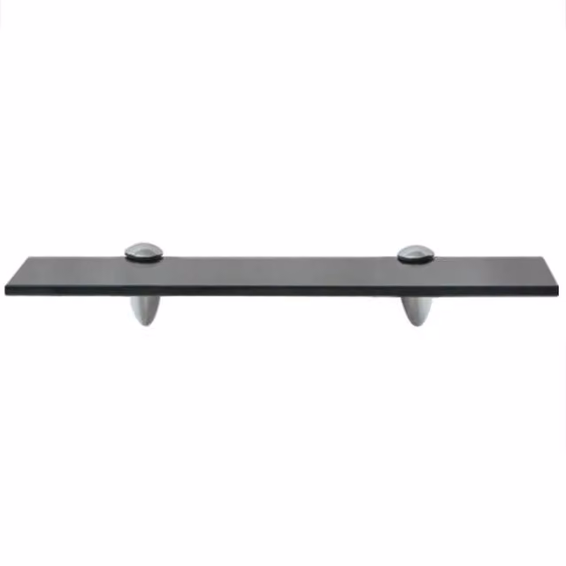 Berkfield Home Modern Floating Glass Shelves, 2 Pack, Black, W: 40 cm, D: 10 cm, Thickness: 8 mm – 1
