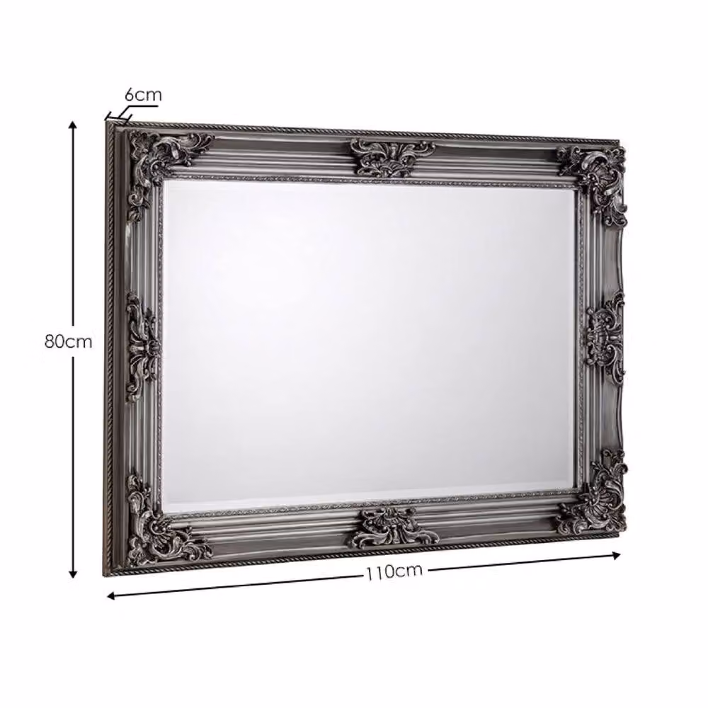 Cheshire Premium Rivano Rectangular Pewter Wall Mirror in Grey – 2