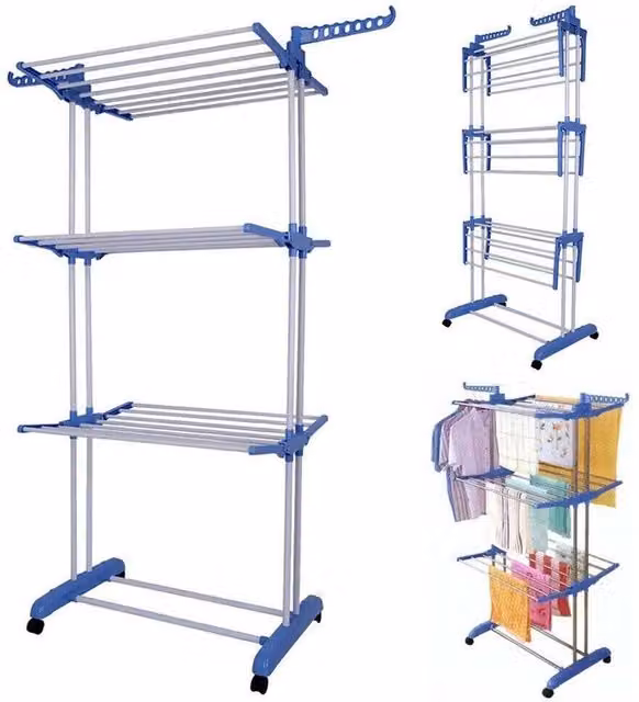 Nordara Extra Large 4 Tier Foldable Clothes Airer and Laundry Dryer Rack in Blue – 1