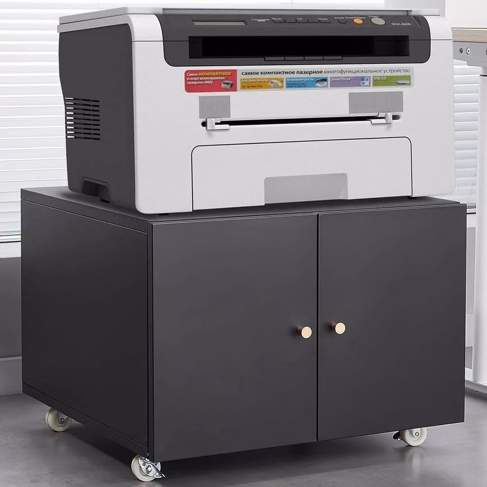 VOGREX Heavy Duty Black Metal Printer Stand and Filing Cabinet – 4