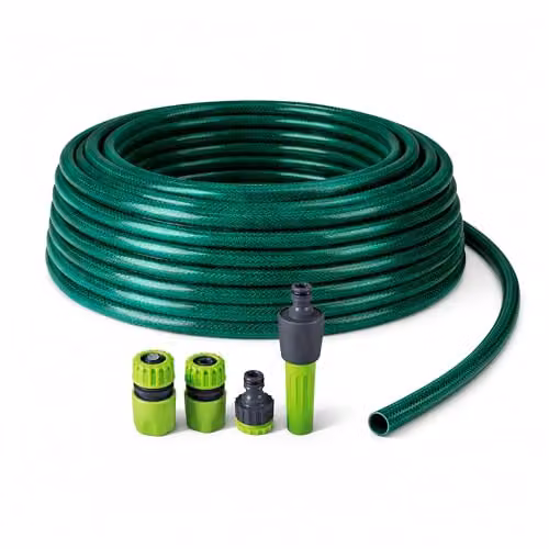 St Helens Home & Garden Green Reinforced Hosepipe Kit with 25m Hosepipe, Tap Connector, Hose End Connector and Water Stop Connector – 1