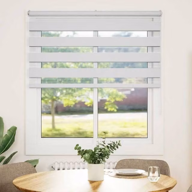Berkfield Home White Zebra Day and Night Blind, W: 130 cm, H: 100 cm