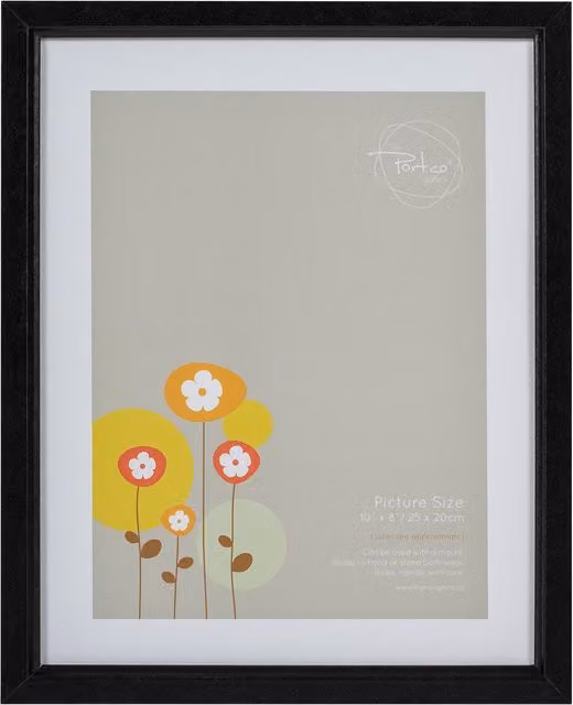 The Port. Co Gallery Classic Rectangular Single Wood Tabletop Photo Frame in Black or White, W/D/H: 25.4 x 25.4 x 20.32 cm