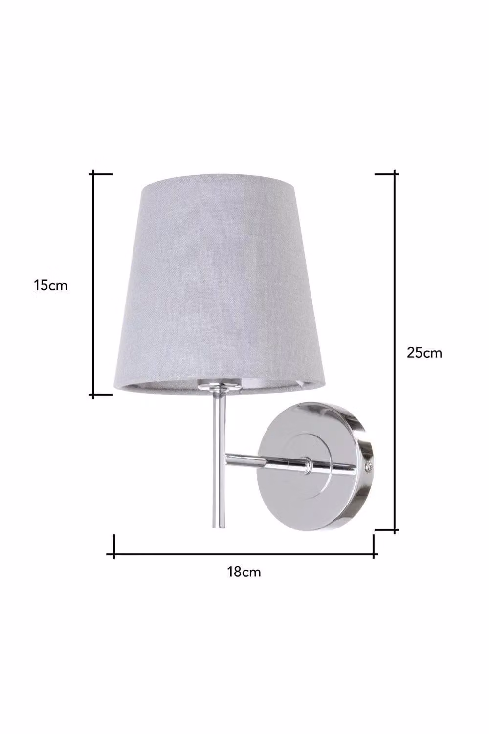 BHS Lighting Mira Minimalist Cylinder Wall Light in Chrome and Grey Fabric – 2