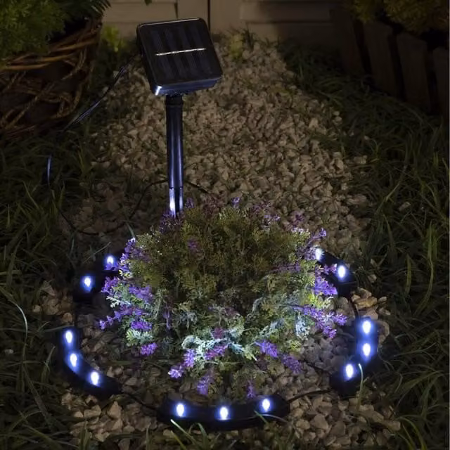 Garden Gear 15 LED Decorative Solar Stake Lights in Black with Warm White Light