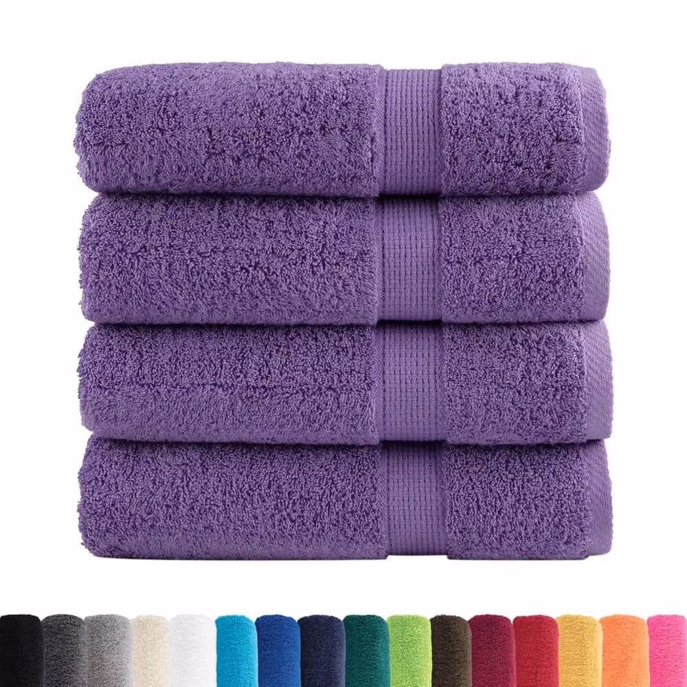 Berkfield Home SOLUND Premium Cotton Terry Shower Towels, Purple, 4 Pack, W: 70 cm, L: 140 cm, 600 gsm – 3