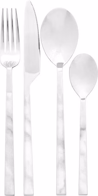 Orsina 16 Piece Polished Stainless Steel Cutlery Set in White and Silver