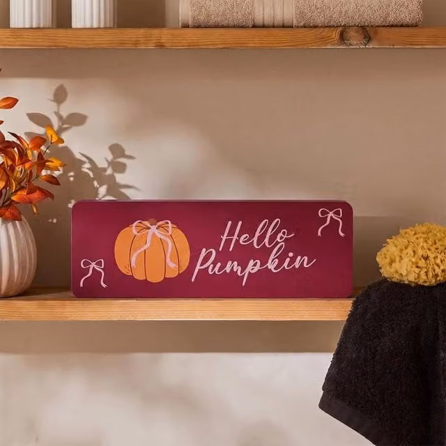 OHS Autumn Pumpkin Slogan Tabletop Ornament for Halloween Home Decor in Red – 1